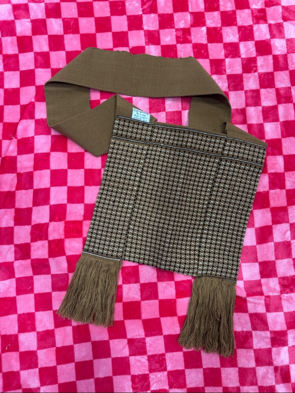 Woven Fringe Shoulder Bag in Brown